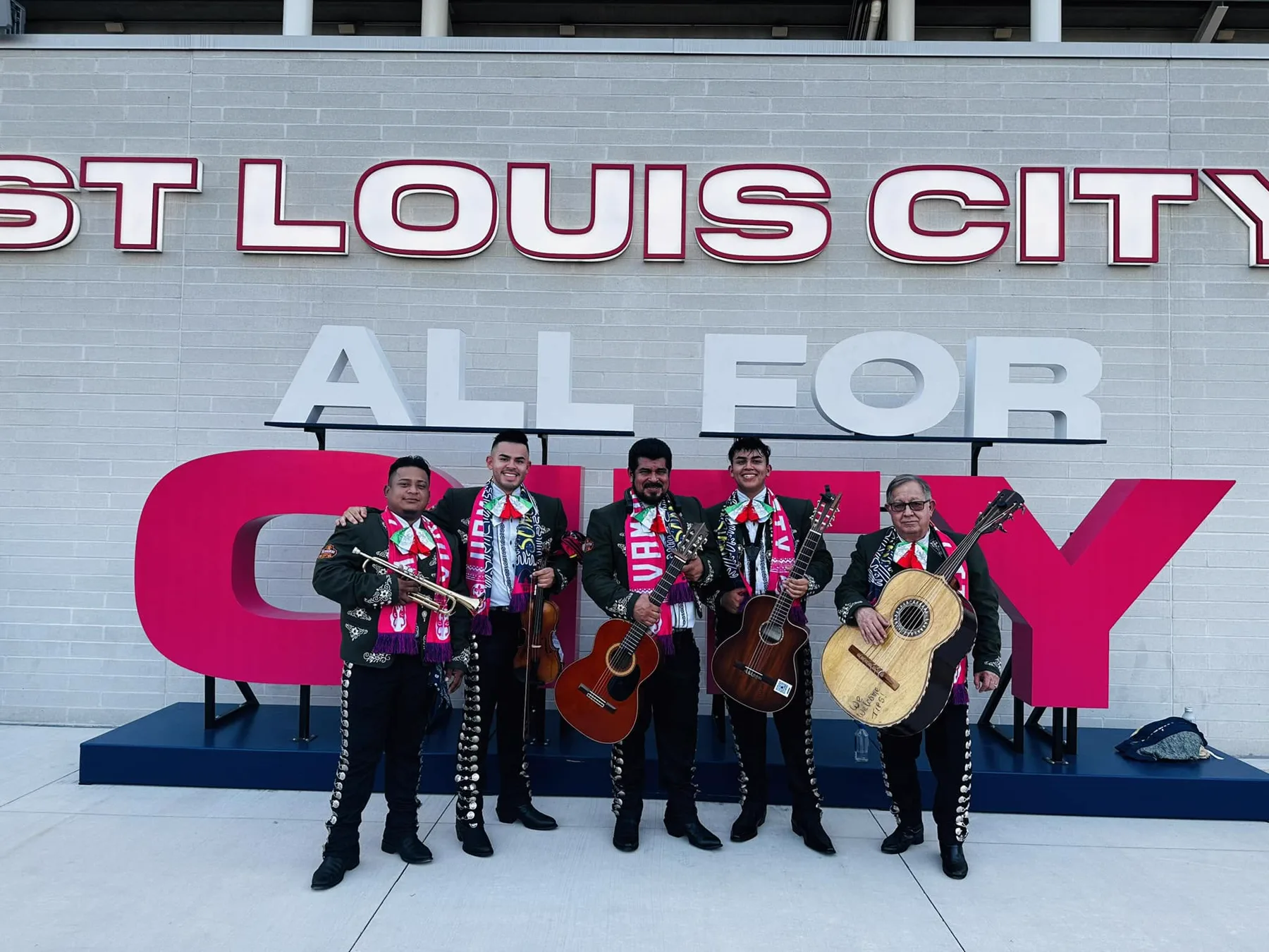 Mariachi Mendez STL together at a St. Louis City match